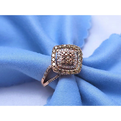 10K Rose Gold Brown & White Diamond Ring