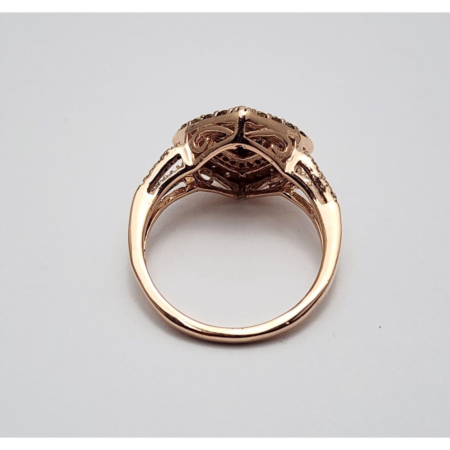 10K Rose Gold Brown & White Diamond Ring