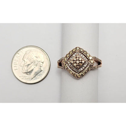 10K Rose Gold Brown & White Diamond Ring