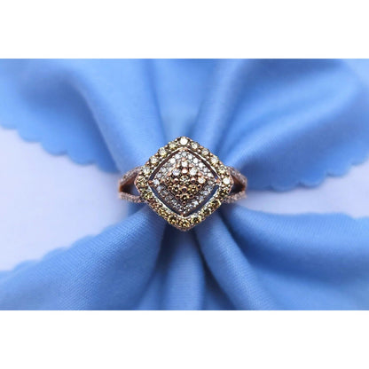 10K Rose Gold Brown & White Diamond Ring