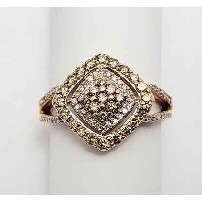 10K Rose Gold Brown & White Diamond Ring