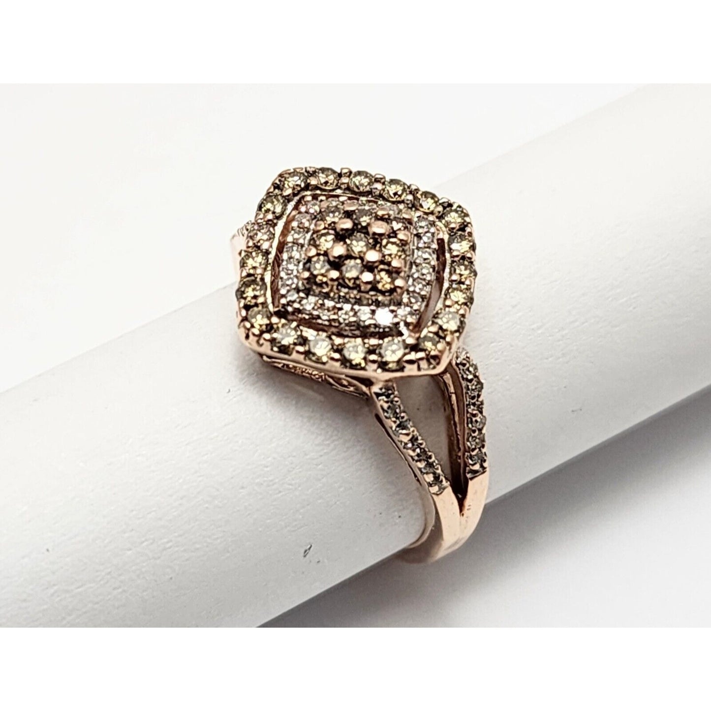 10K Rose Gold Brown & White Diamond Ring