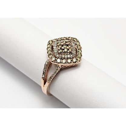 10K Rose Gold Brown & White Diamond Ring