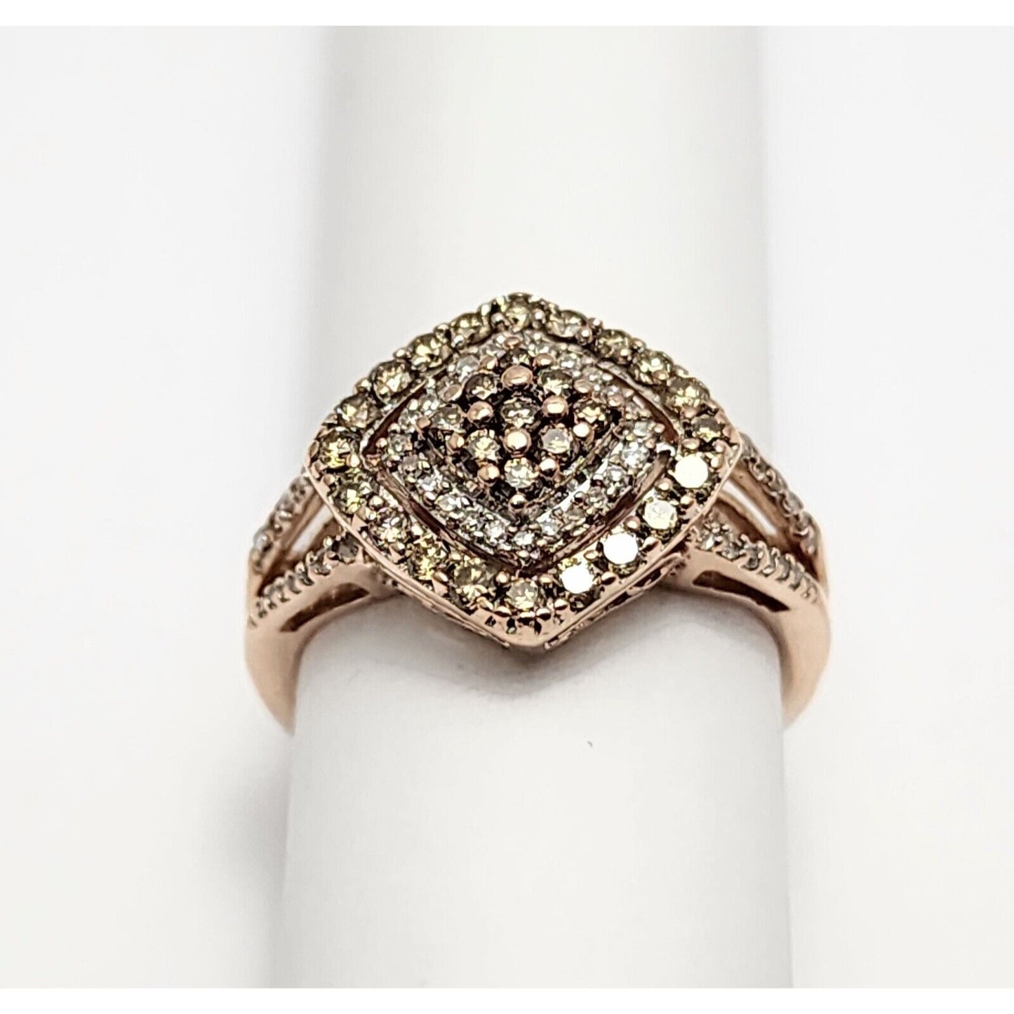 10K Rose Gold Brown & White Diamond Ring