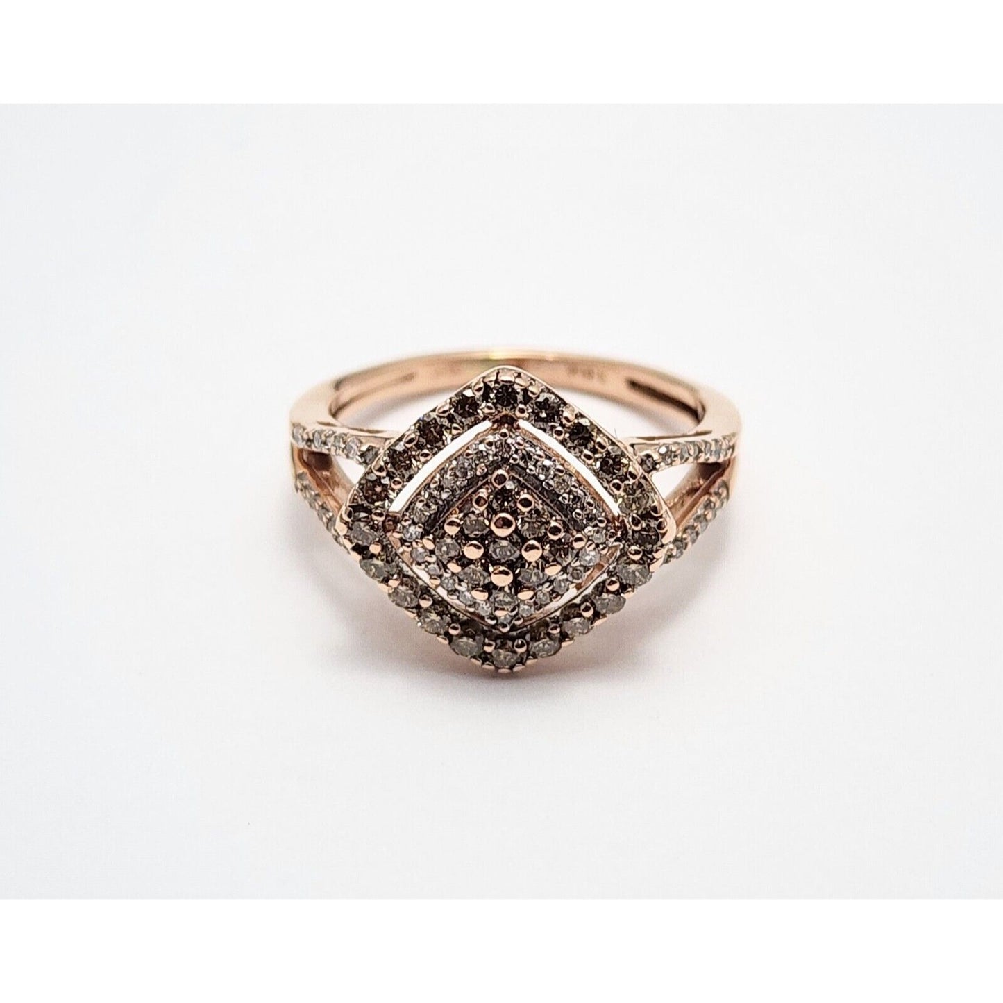 10K Rose Gold Brown & White Diamond Ring