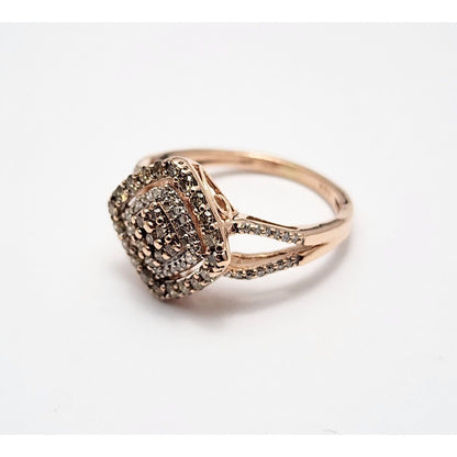 10K Rose Gold Brown & White Diamond Ring