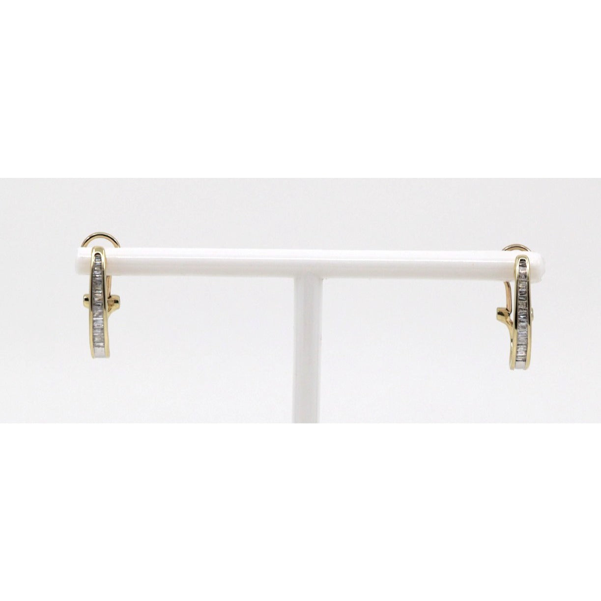 10K Yellow Gold Baguette Diamond French Clip Earrings