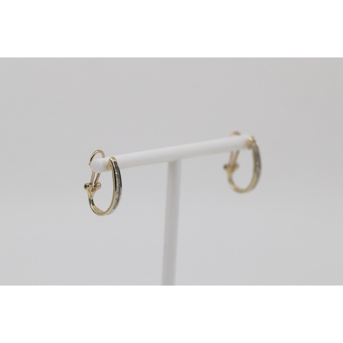 10K Yellow Gold Baguette Diamond French Clip Earrings