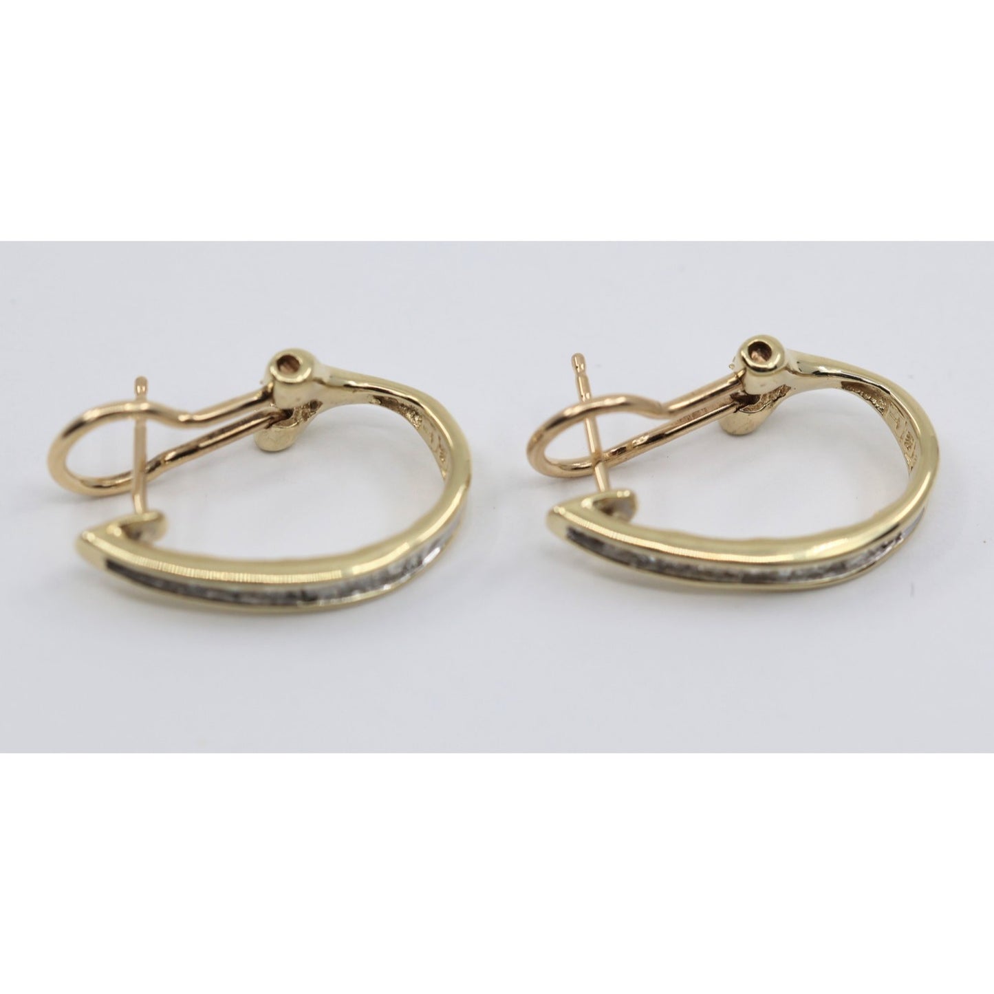 10K Yellow Gold Baguette Diamond French Clip Earrings