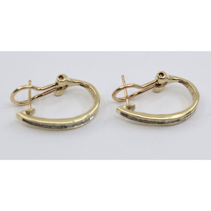 10K Yellow Gold Baguette Diamond French Clip Earrings
