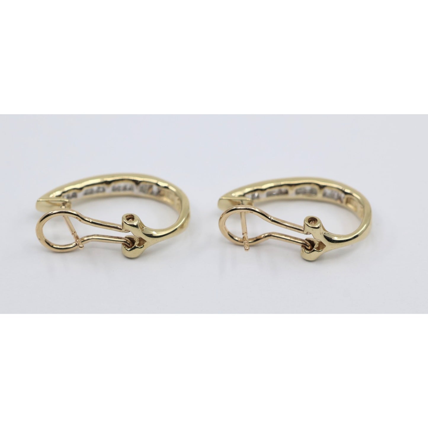 10K Yellow Gold Baguette Diamond French Clip Earrings