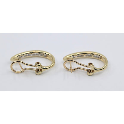 10K Yellow Gold Baguette Diamond French Clip Earrings