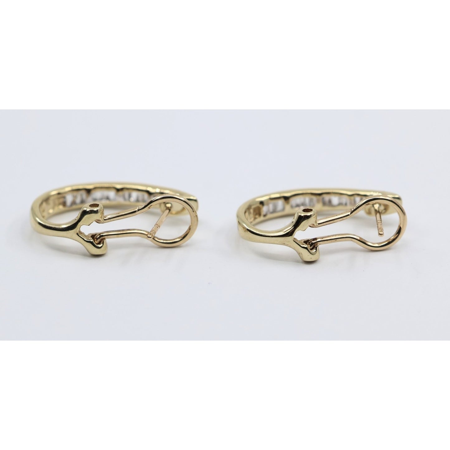 10K Yellow Gold Baguette Diamond French Clip Earrings