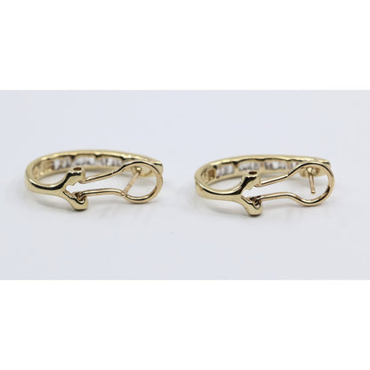 10K Yellow Gold Baguette Diamond French Clip Earrings