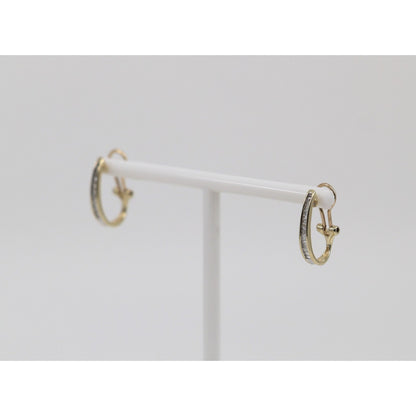 10K Yellow Gold Baguette Diamond French Clip Earrings