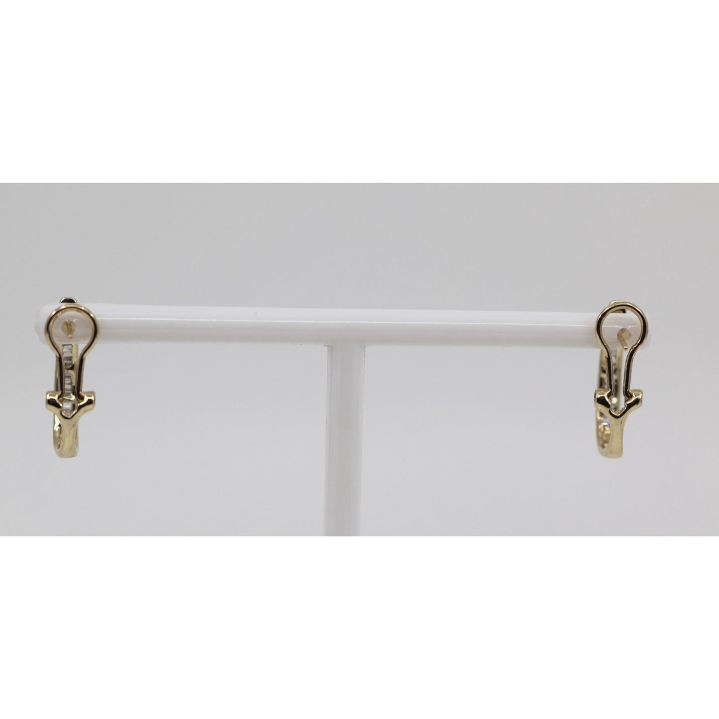 10K Yellow Gold Baguette Diamond French Clip Earrings