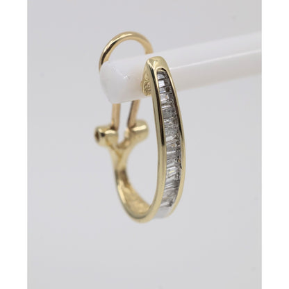 10K Yellow Gold Baguette Diamond French Clip Earrings