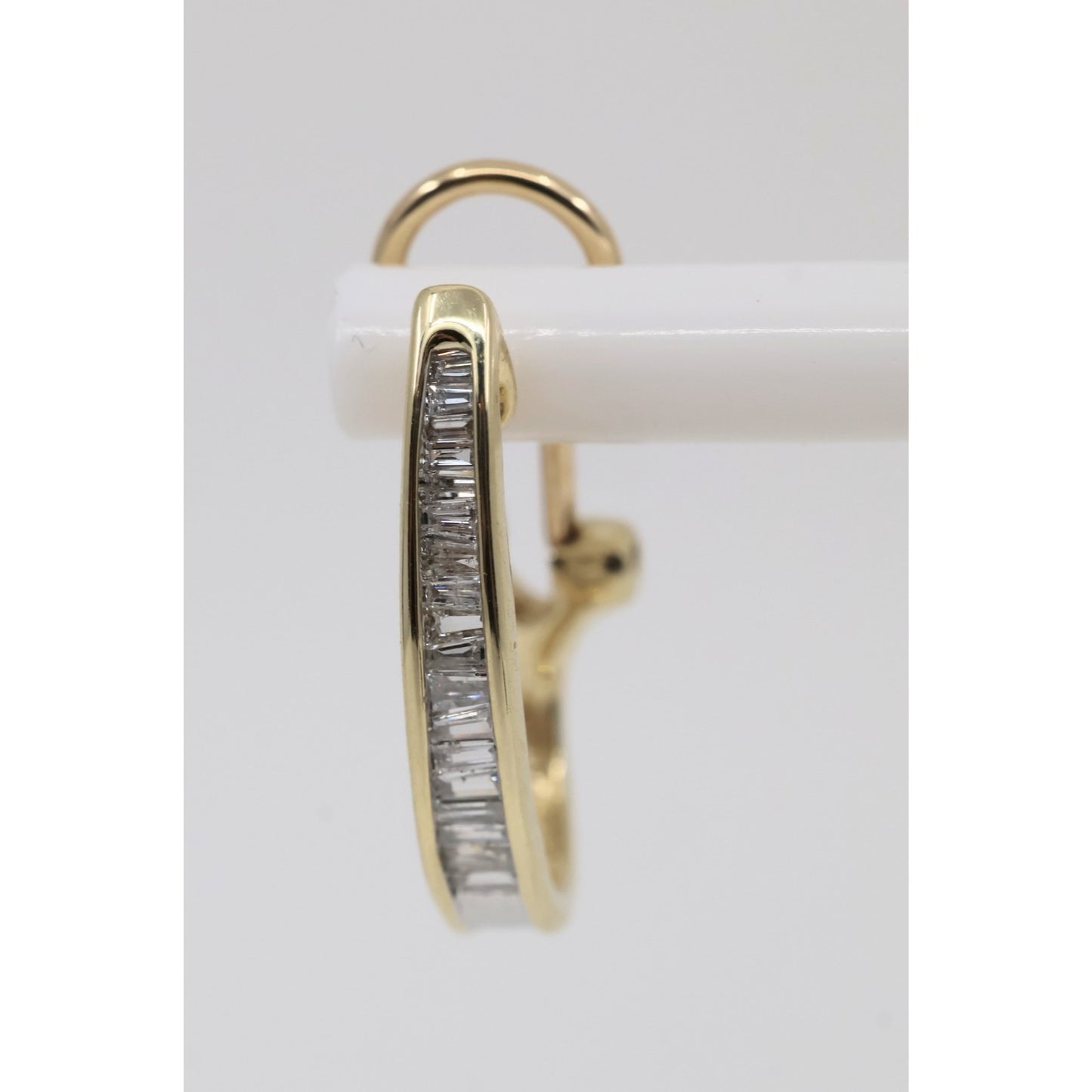 10K Yellow Gold Baguette Diamond French Clip Earrings