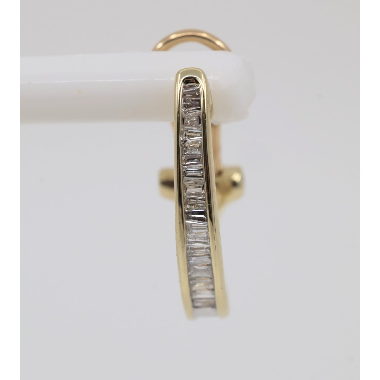10K Yellow Gold Baguette Diamond French Clip Earrings