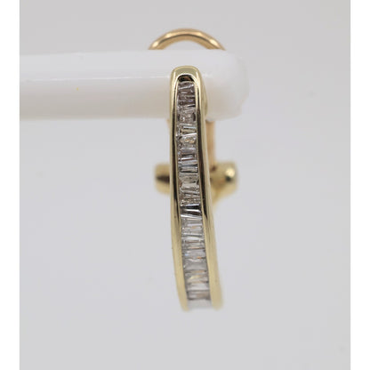 10K Yellow Gold Baguette Diamond French Clip Earrings