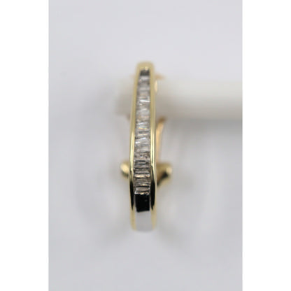 10K Yellow Gold Baguette Diamond French Clip Earrings