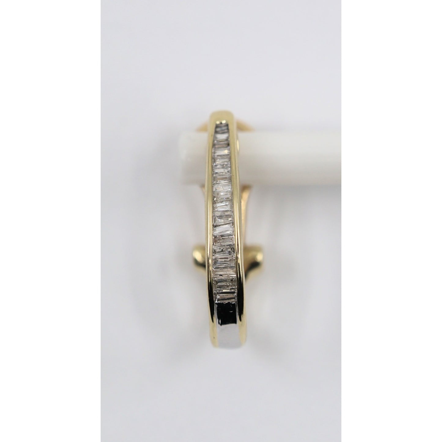 10K Yellow Gold Baguette Diamond French Clip Earrings