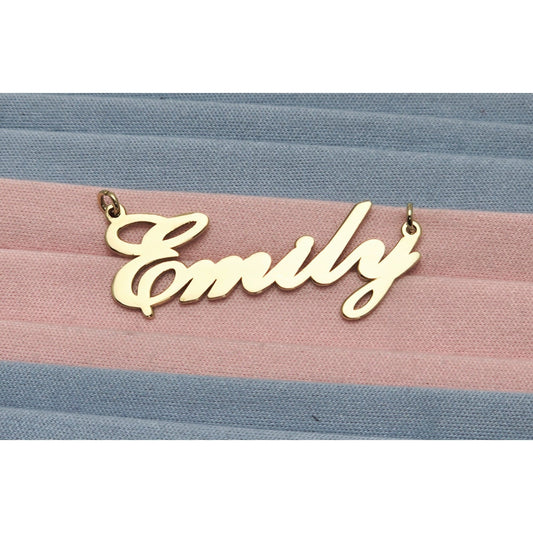 14K Yellow Gold Name Initial " Emily " Charm Pendant
