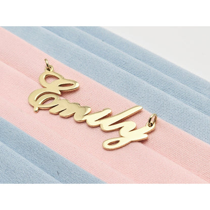 14K Yellow Gold Name Initial " Emily " Charm Pendant