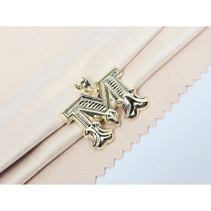 14K Yellow Gold Initial Letter " M " Charm Pendant