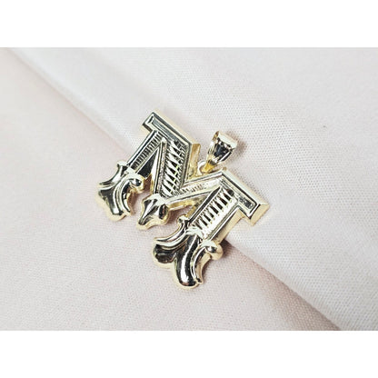 14K Yellow Gold Initial Letter " M " Charm Pendant