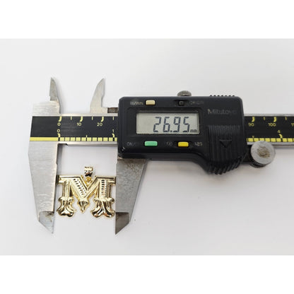 14K Yellow Gold Initial Letter " M " Charm Pendant