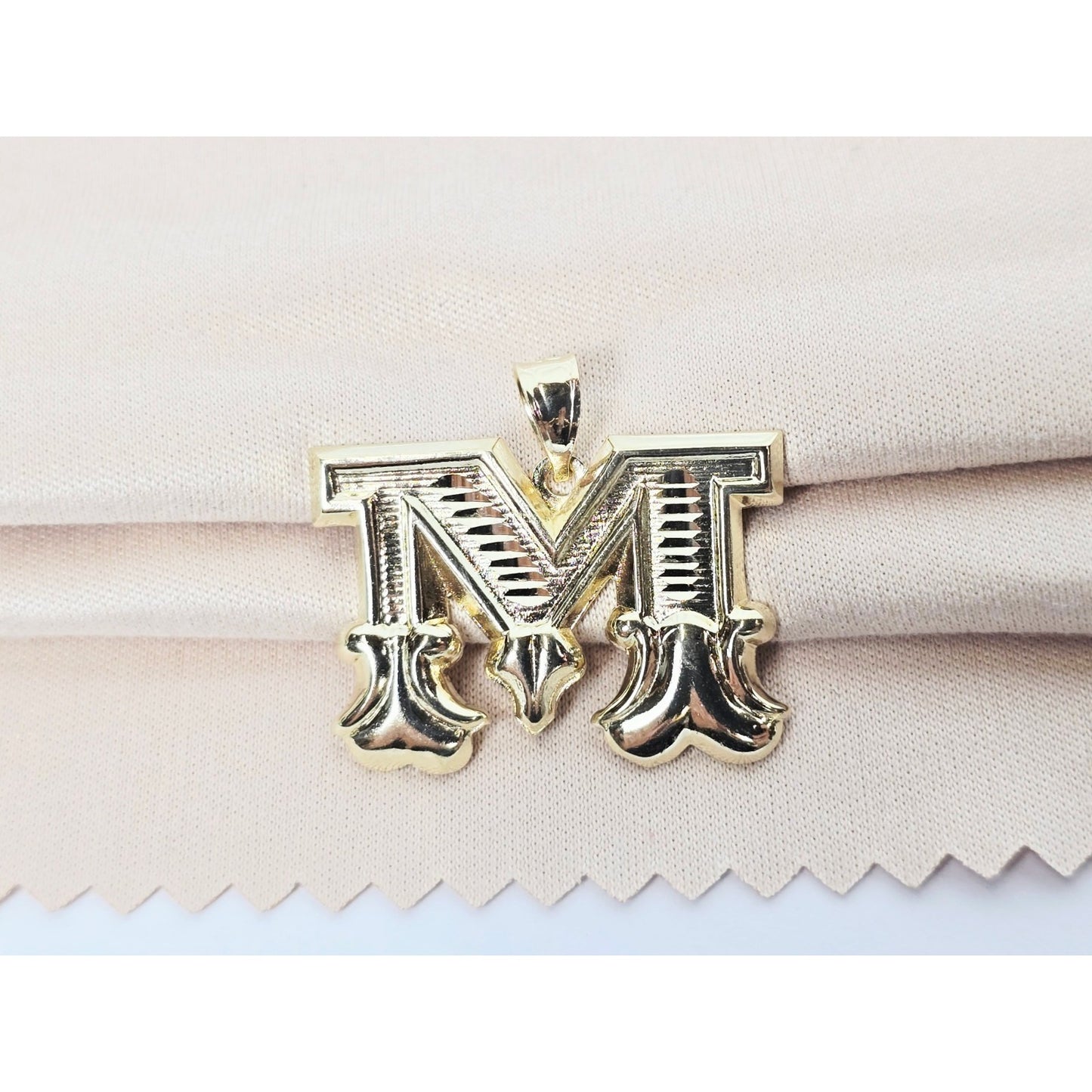 14K Yellow Gold Initial Letter " M " Charm Pendant