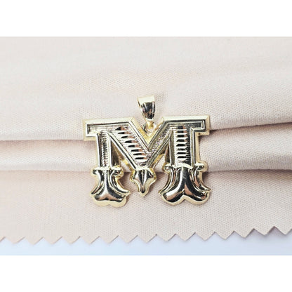 14K Yellow Gold Initial Letter " M " Charm Pendant