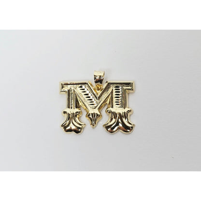 14K Yellow Gold Initial Letter " M " Charm Pendant