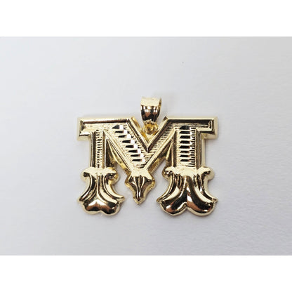 14K Yellow Gold Initial Letter " M " Charm Pendant