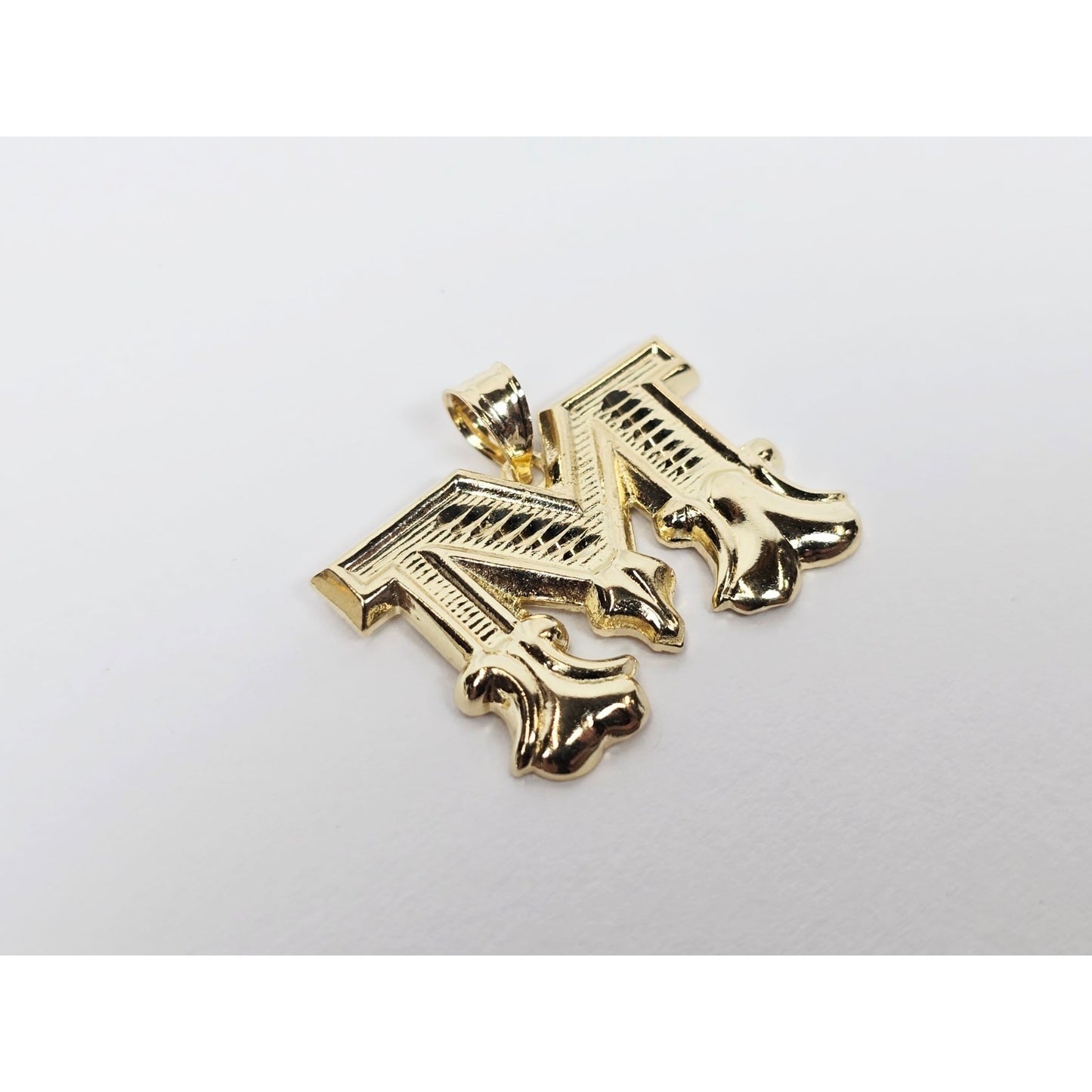 14K Yellow Gold Initial Letter " M " Charm Pendant