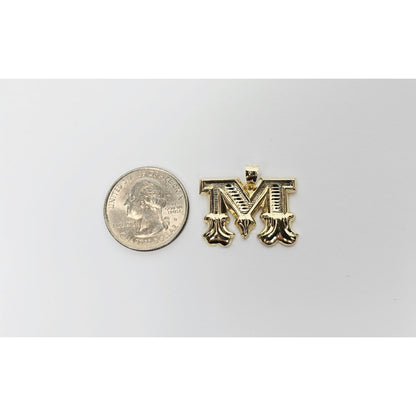 14K Yellow Gold Initial Letter " M " Charm Pendant