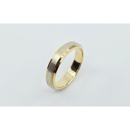 14K Two Tone Gold Brushed & Polished Wedding Band Ring