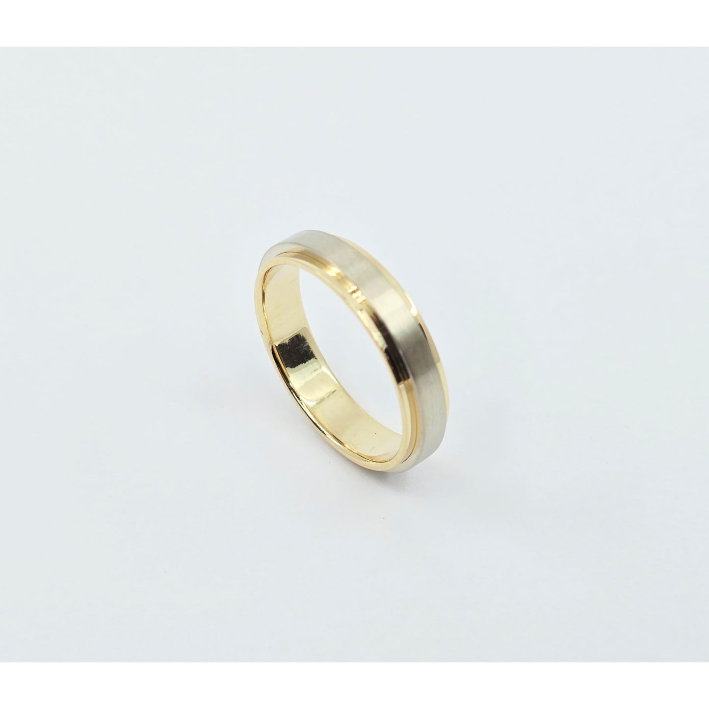 14K Two Tone Gold Brushed & Polished Wedding Band Ring