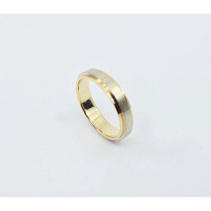 14K Two Tone Gold Brushed & Polished Wedding Band Ring