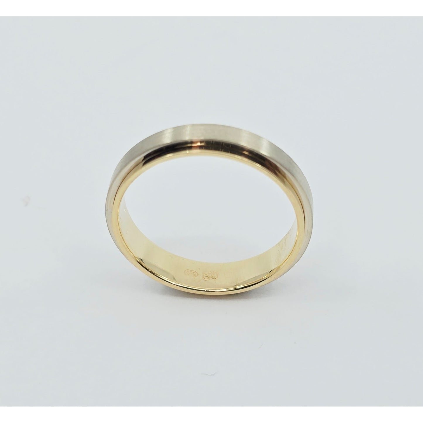 14K Two Tone Gold Brushed & Polished Wedding Band Ring