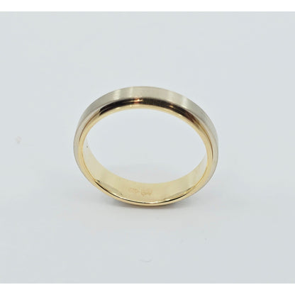 14K Two Tone Gold Brushed & Polished Wedding Band Ring
