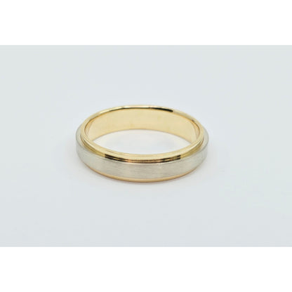 14K Two Tone Gold Brushed & Polished Wedding Band Ring