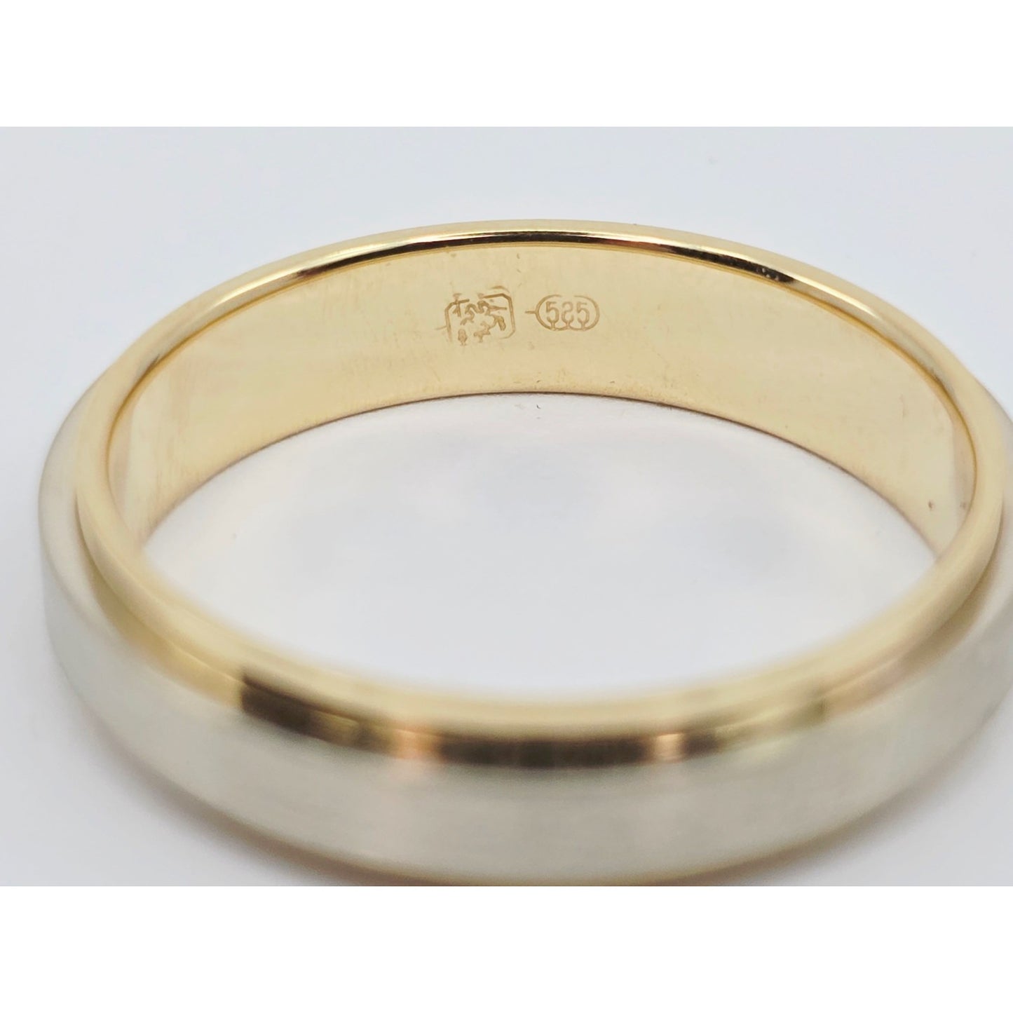 14K Two Tone Gold Brushed & Polished Wedding Band Ring