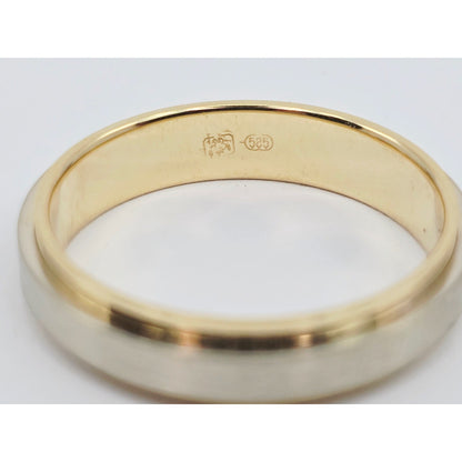 14K Two Tone Gold Brushed & Polished Wedding Band Ring