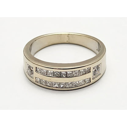 14K White Gold Princess Cut Diamond Wedding Band Ring