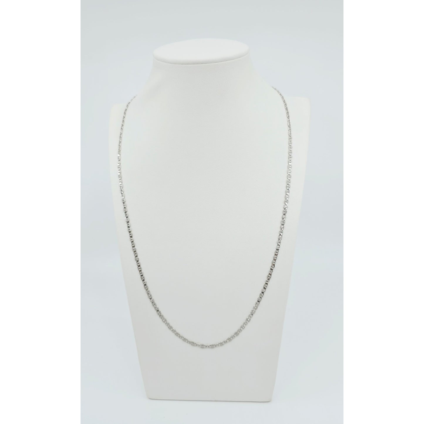 14K White Gold Diamond Cut Anchor Mariner Link Chain Necklace