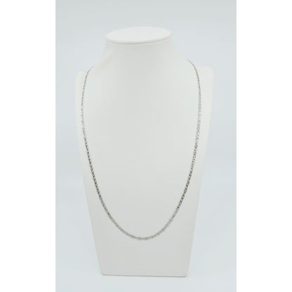 14K White Gold Diamond Cut Anchor Mariner Link Chain Necklace
