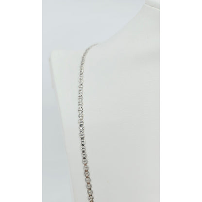 14K White Gold Diamond Cut Anchor Mariner Link Chain Necklace