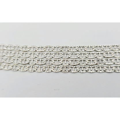 14K White Gold Diamond Cut Anchor Mariner Link Chain Necklace